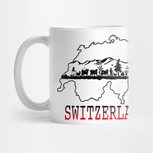 Switzerland map and traditional drawing Mug